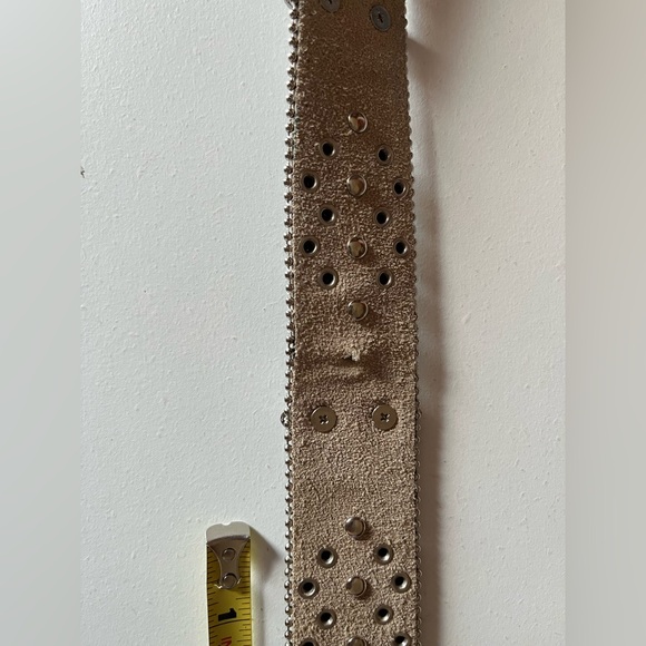 Vintage BHW brown Western cowgirl belt with rhinestones, turquoise cross, gems main image 6